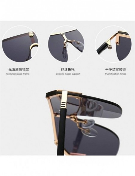 Rimless Sunglasses Women Rimless Square Big Sun Glasses for Women Summer Style Female Uv400 Alloy Mens Accessories - CK198KC9...