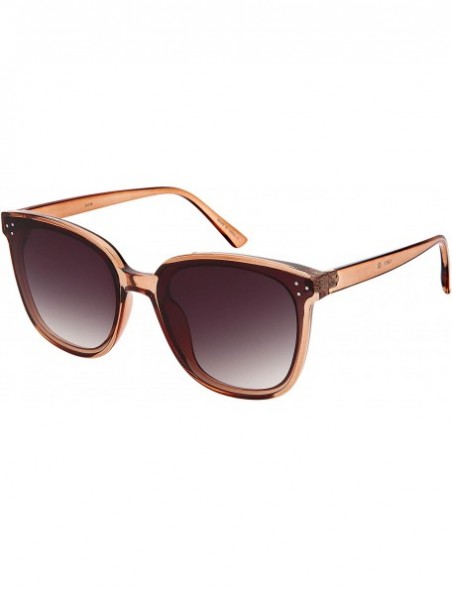 Square Inspired Oversize Sunglasses Cleaning Included - Clear Brown Frame/Grey Gradient Lens - CZ18SN06LUC $8.81