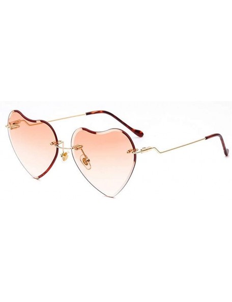 Oversized Frameless Peach Hearts Sunglasses Metal Love Sunglasses Women Lady Bright Color Dazzling Ocean Sunglasses - CA18HE3...