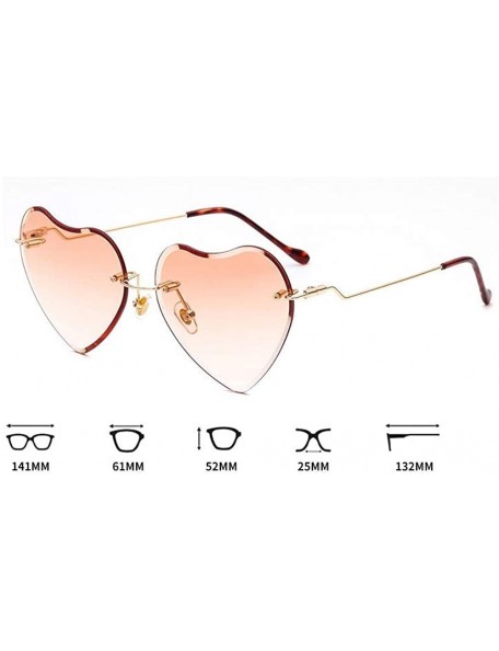 Oversized Frameless Peach Hearts Sunglasses Metal Love Sunglasses Women Lady Bright Color Dazzling Ocean Sunglasses - CA18HE3...