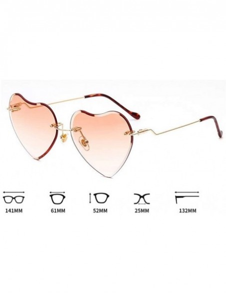 Oversized Frameless Peach Hearts Sunglasses Metal Love Sunglasses Women Lady Bright Color Dazzling Ocean Sunglasses - CA18HE3...