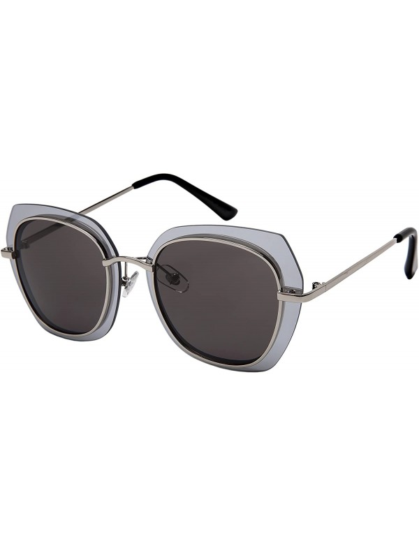 Shield Floating Irregular Shaped Sunglasses w/Color Lens 3163-FLRV - Silver+mirror - CI186H3U9IL $8.54