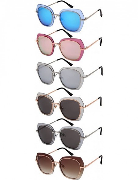 Shield Floating Irregular Shaped Sunglasses w/Color Lens 3163-FLRV - Silver+mirror - CI186H3U9IL $8.54