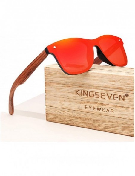 Rimless Genuine adjustable polarized sunglasses handmade square men fashion Full Lens Bubinga Wood - Red - CF18YYEQ0KT $23.97