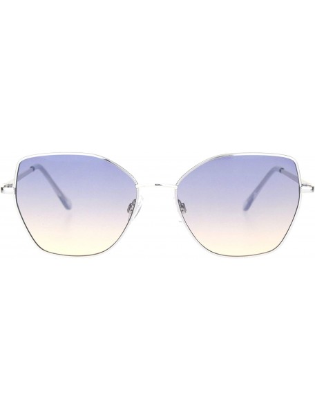 Butterfly Womens Metal Rim Oceanic Gradient Lens Butterfly Sunglasses - Silver Blue Beige - CB18OCZGHNM $23.40