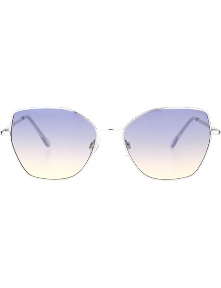 Butterfly Womens Metal Rim Oceanic Gradient Lens Butterfly Sunglasses - Silver Blue Beige - CB18OCZGHNM $15.29