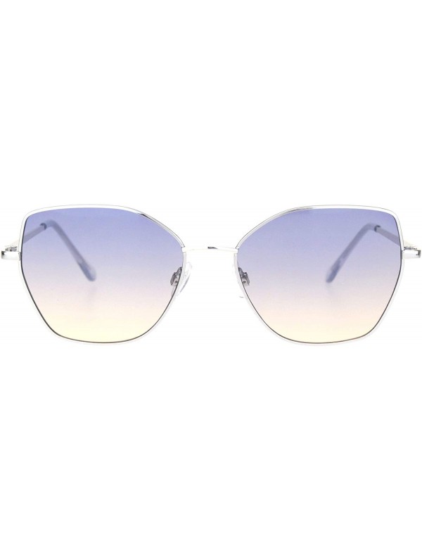 Butterfly Womens Metal Rim Oceanic Gradient Lens Butterfly Sunglasses - Silver Blue Beige - CB18OCZGHNM $15.29