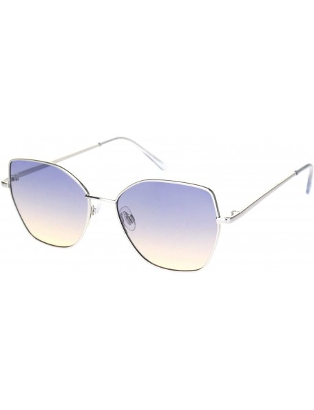 Butterfly Womens Metal Rim Oceanic Gradient Lens Butterfly Sunglasses - Silver Blue Beige - CB18OCZGHNM $15.29