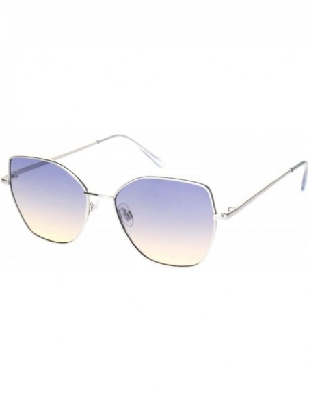 Butterfly Womens Metal Rim Oceanic Gradient Lens Butterfly Sunglasses - Silver Blue Beige - CB18OCZGHNM $15.29