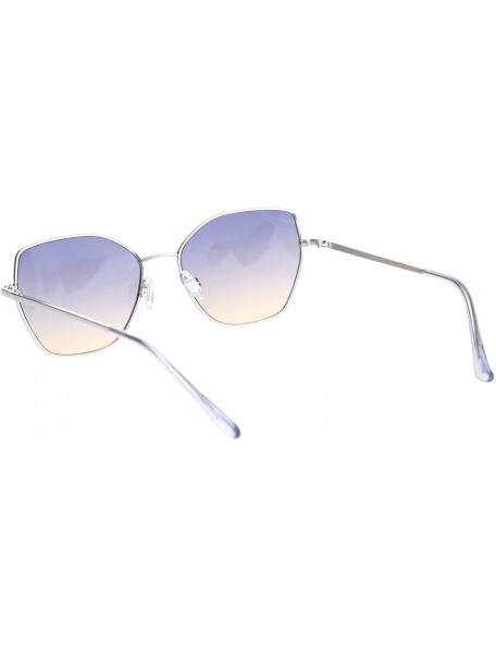 Butterfly Womens Metal Rim Oceanic Gradient Lens Butterfly Sunglasses - Silver Blue Beige - CB18OCZGHNM $15.29