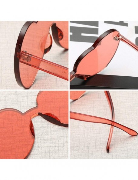 Oversized Heart Shaped Sunglasses for Women Transparent UV Protection Frameless Love Party Rimless Sunglasses Glasses - C7190...
