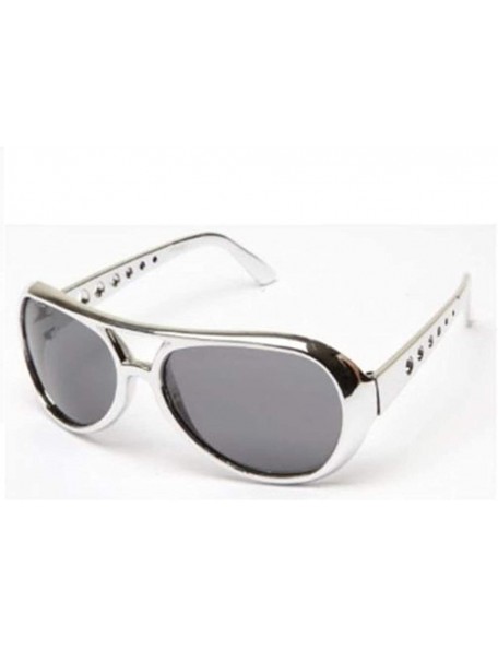 Aviator 1 Pcs Retro Aviator Sunglasses King of Rock & Roll Party Las Vegas - Choose Color - Silver - CA18MHIWNGI $12.60