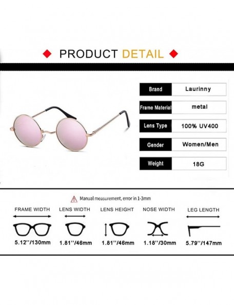 Oval Retro Round Sunglasses for Men Women Vintage UV400 Circle Color Lens Metal Frame Mirrored Sun Glasses - Pink Mint - CK18...