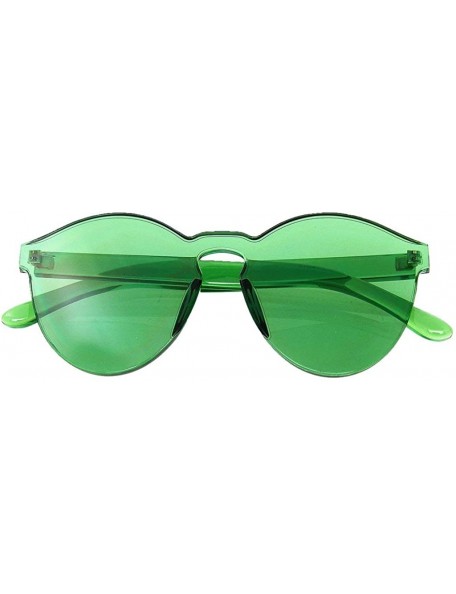 Rimless Colorful One Piece Rimless Transparent Sunglasses Women Tinted Candy Colored Glasses - Green - CG18KKYZH5H $18.58