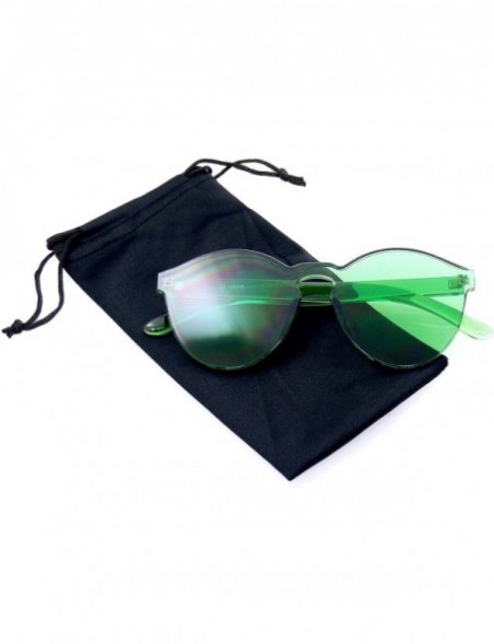 Rimless Colorful One Piece Rimless Transparent Sunglasses Women Tinted Candy Colored Glasses - Green - CG18KKYZH5H $7.68