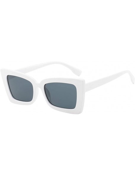 Goggle Square Sunglasses Small Vintage Candy Color Tinted Lens Shades UV400 Sun Glasses - White&grey - C318NW3W3RL $7.91