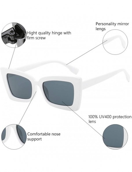 Goggle Square Sunglasses Small Vintage Candy Color Tinted Lens Shades UV400 Sun Glasses - White&grey - C318NW3W3RL $7.91