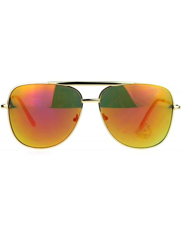 Rectangular Mirrored Mirror Lens Retro Large Rectangular Pilot Sunglasses - Gold Orange - CS129O84HC7 $7.81