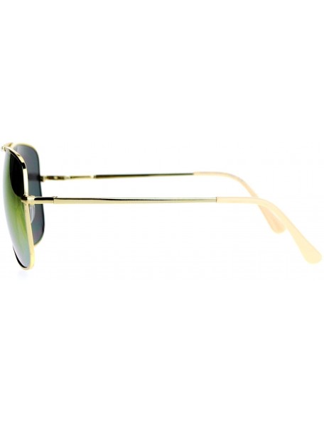 Rectangular Mirrored Mirror Lens Retro Large Rectangular Pilot Sunglasses - Gold Orange - CS129O84HC7 $7.81