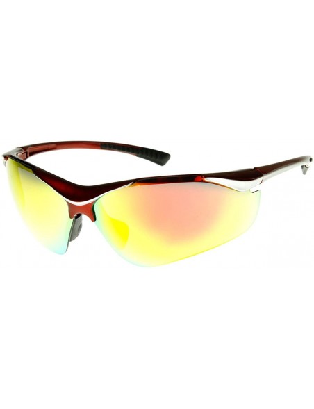 Semi-rimless Large TR-90 Shatterproof Semi-Rimless Color Mirror Sports Sunglasses (Red Fire) - CW11EIDM36L $14.43