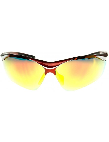 Semi-rimless Large TR-90 Shatterproof Semi-Rimless Color Mirror Sports Sunglasses (Red Fire) - CW11EIDM36L $14.43