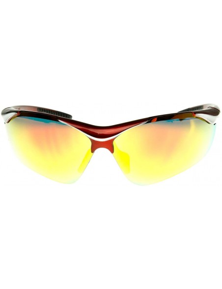 Semi-rimless Large TR-90 Shatterproof Semi-Rimless Color Mirror Sports Sunglasses (Red Fire) - CW11EIDM36L $14.43