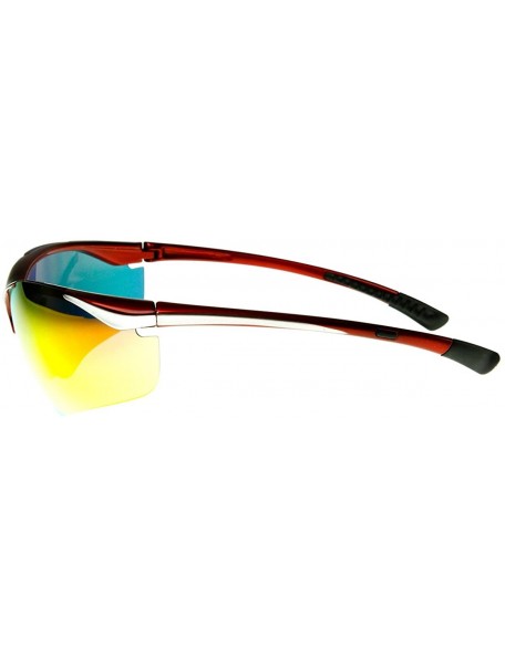 Semi-rimless Large TR-90 Shatterproof Semi-Rimless Color Mirror Sports Sunglasses (Red Fire) - CW11EIDM36L $14.43