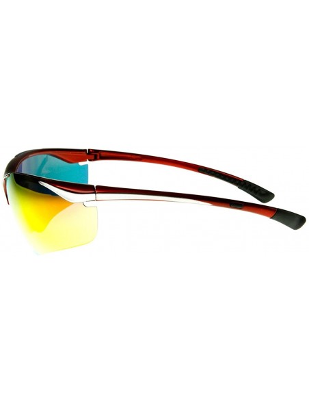 Semi-rimless Large TR-90 Shatterproof Semi-Rimless Color Mirror Sports Sunglasses (Red Fire) - CW11EIDM36L $14.43