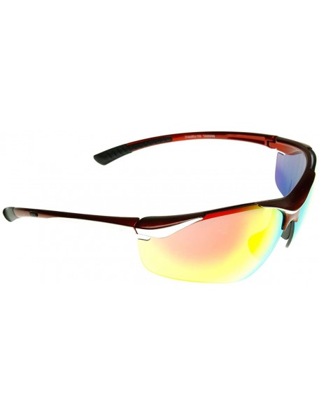 Semi-rimless Large TR-90 Shatterproof Semi-Rimless Color Mirror Sports Sunglasses (Red Fire) - CW11EIDM36L $14.43