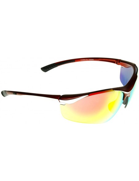 Semi-rimless Large TR-90 Shatterproof Semi-Rimless Color Mirror Sports Sunglasses (Red Fire) - CW11EIDM36L $14.43