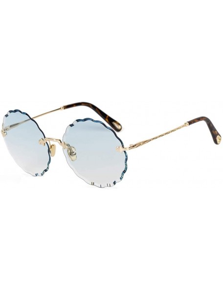 Aviator Women's gradient round frame sunglasses - new flowers frameless personality sunglasses - B - C718S0Y2EQL $74.84