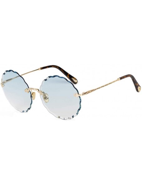 Aviator Women's gradient round frame sunglasses - new flowers frameless personality sunglasses - B - C718S0Y2EQL $43.74