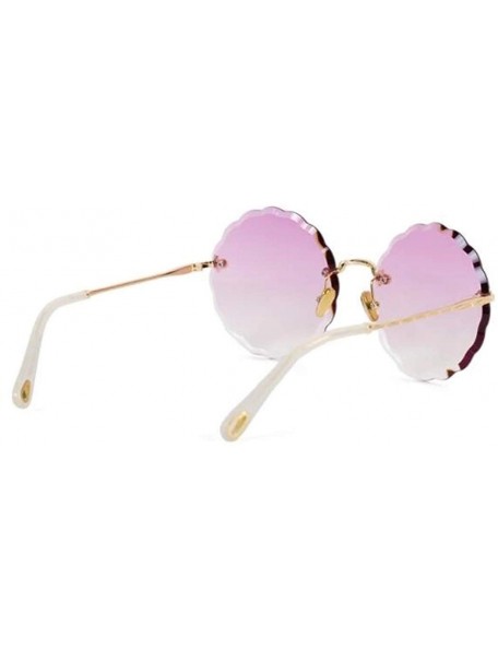 Aviator Women's gradient round frame sunglasses - new flowers frameless personality sunglasses - B - C718S0Y2EQL $43.74