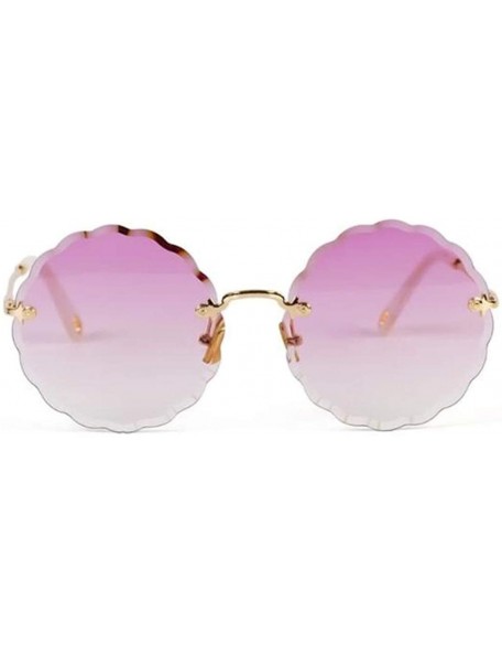 Aviator Women's gradient round frame sunglasses - new flowers frameless personality sunglasses - B - C718S0Y2EQL $43.74