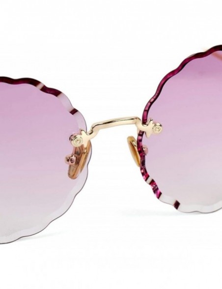 Aviator Women's gradient round frame sunglasses - new flowers frameless personality sunglasses - B - C718S0Y2EQL $43.74