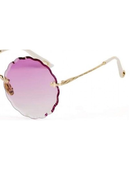 Aviator Women's gradient round frame sunglasses - new flowers frameless personality sunglasses - B - C718S0Y2EQL $43.74