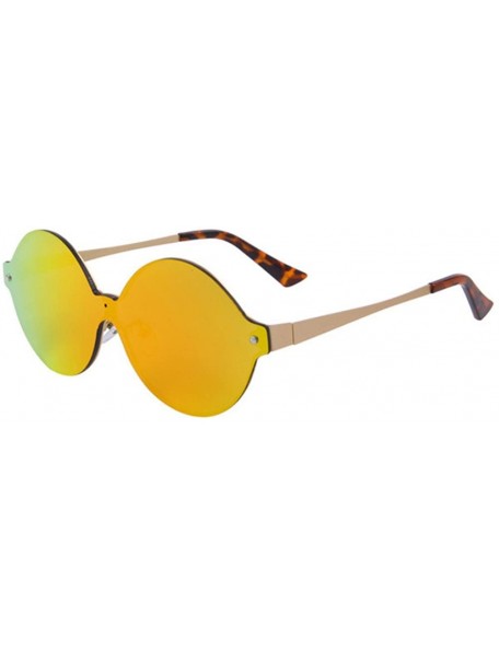 Rimless Women Round Mirror UV400 Integrated Sunglasses Men Eyewear - Red - CQ17Z7DMKZW $24.78