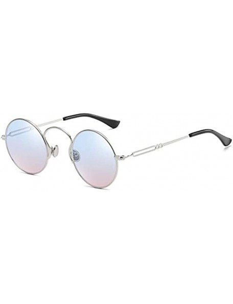 Sport Polarized Small Round Sunglasses Retro Metal Frame - Blue and Pink Tinted Lens- Non Polarized - CV18SIYEI5X $13.05