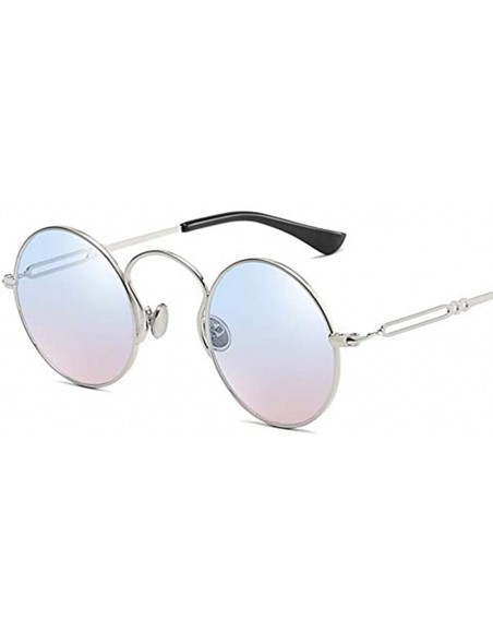 Sport Polarized Small Round Sunglasses Retro Metal Frame - Blue and Pink Tinted Lens- Non Polarized - CV18SIYEI5X $13.05