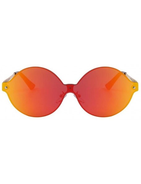Rimless Women Round Mirror UV400 Integrated Sunglasses Men Eyewear - Red - CQ17Z7DMKZW $12.84