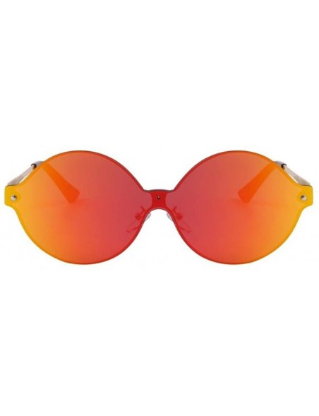 Rimless Women Round Mirror UV400 Integrated Sunglasses Men Eyewear - Red - CQ17Z7DMKZW $12.84