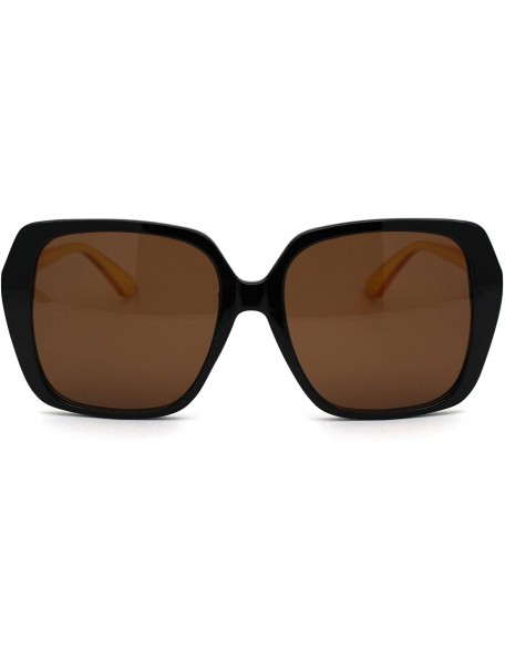 Butterfly Womens Classic 90s Oversize Rectangular Butterfly Plastic Sunglasses - Black Yellow Solid Brown - C018YTOSN6Q $11.16