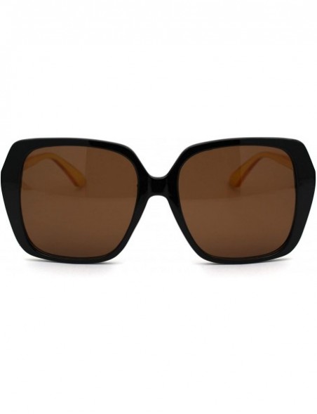 Butterfly Womens Classic 90s Oversize Rectangular Butterfly Plastic Sunglasses - Black Yellow Solid Brown - C018YTOSN6Q $11.16