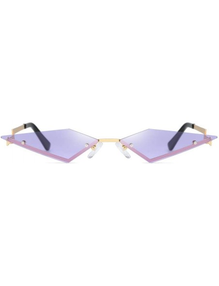 Cat Eye Cat Eye Sunglasses Unisex Narrow Eyewear Samll Face Flat Lens Glasses - Purple - C3196RLNLW7 $9.84