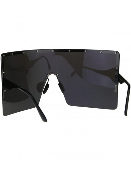 Shield Polarized Mirror Lens Visor Shield Sunglasses Oversized Sun Cover Shades UV 400 - Gunmetal (Blue Mirror) - CO180WSS8IG...