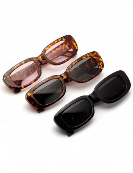 Round Retro Rectangle Sunglasses Men Black Leopard Summer Male Sun Glasses Women 2019 Fashion - Leopard With Pink - C1198AHOC...