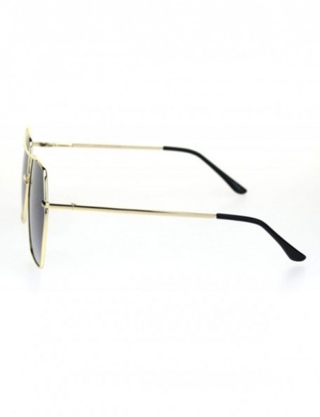 Rectangular Octagonal Double Bridge Metal Rim Gradient Retro Sunglasses - Gold Smoke - CM18RRWLE0N $9.11