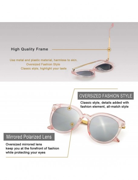 Oversized Polarized Mirrored Sunglasses for Women Oversized Round Frame UV400 Protection Lens - CJ18WODWTQW $21.87