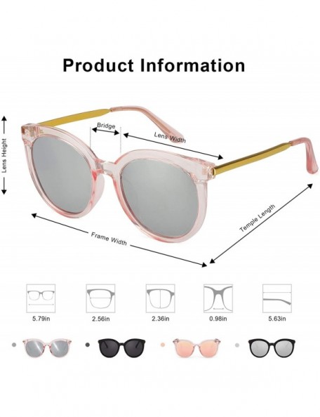 Oversized Polarized Mirrored Sunglasses for Women Oversized Round Frame UV400 Protection Lens - CJ18WODWTQW $21.87