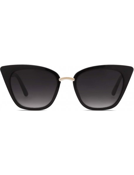 Cat Eye Cat Eye Brand Designer Sunglasses Fashion UV400 Protection Glasses SJ2052 - C1 Black Frame/Gradient Grey Lens - CZ189...